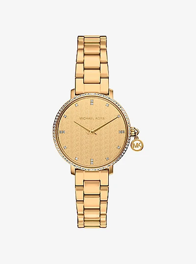 Mini Pyper Pavé Gold-Tone Watch