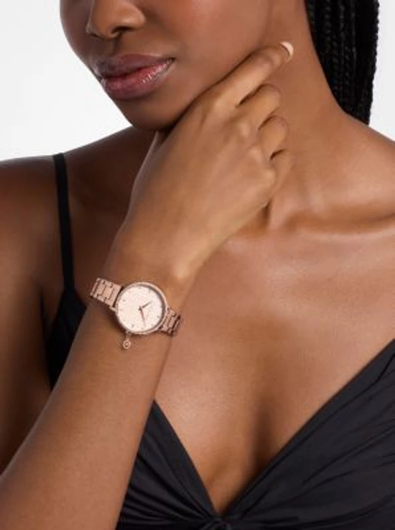 Mini Pyper Pavé Rose Gold-Tone Watch
