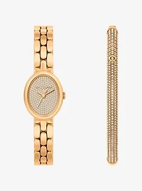 Petite Maude Gold-Tone Watch and Pavé Bangle Jewelry Gift Set