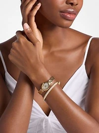 Petite Maude Gold-Tone Watch and Pavé Bangle Jewelry Gift Set