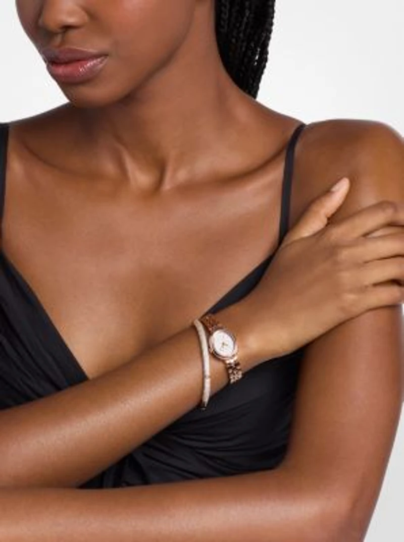 Petite Maude Rose Gold-Tone Watch and Pavé Bangle Jewelry Gift Set