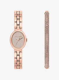 Petite Maude Rose Gold-Tone Watch and Pavé Bangle Jewelry Gift Set