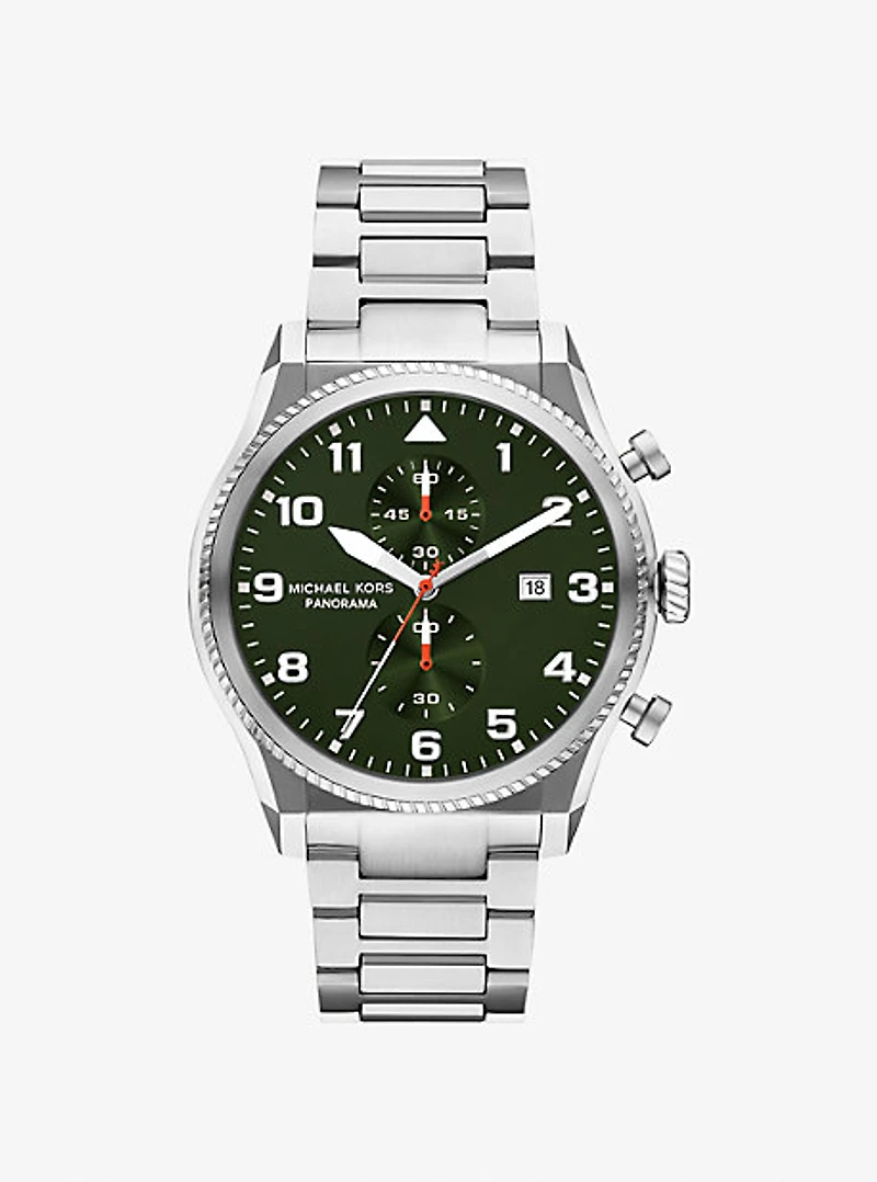 Oversized Panorama Silver-Tone Watch