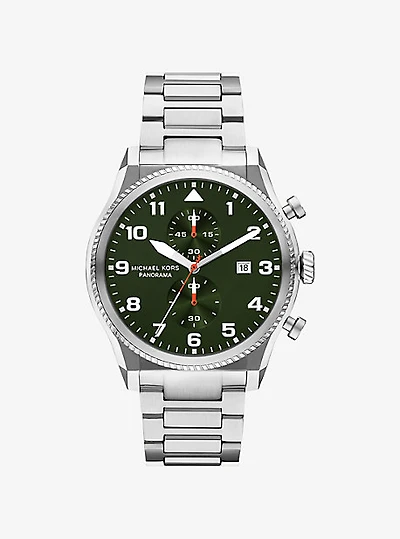 Oversized Panorama Silver-Tone Watch