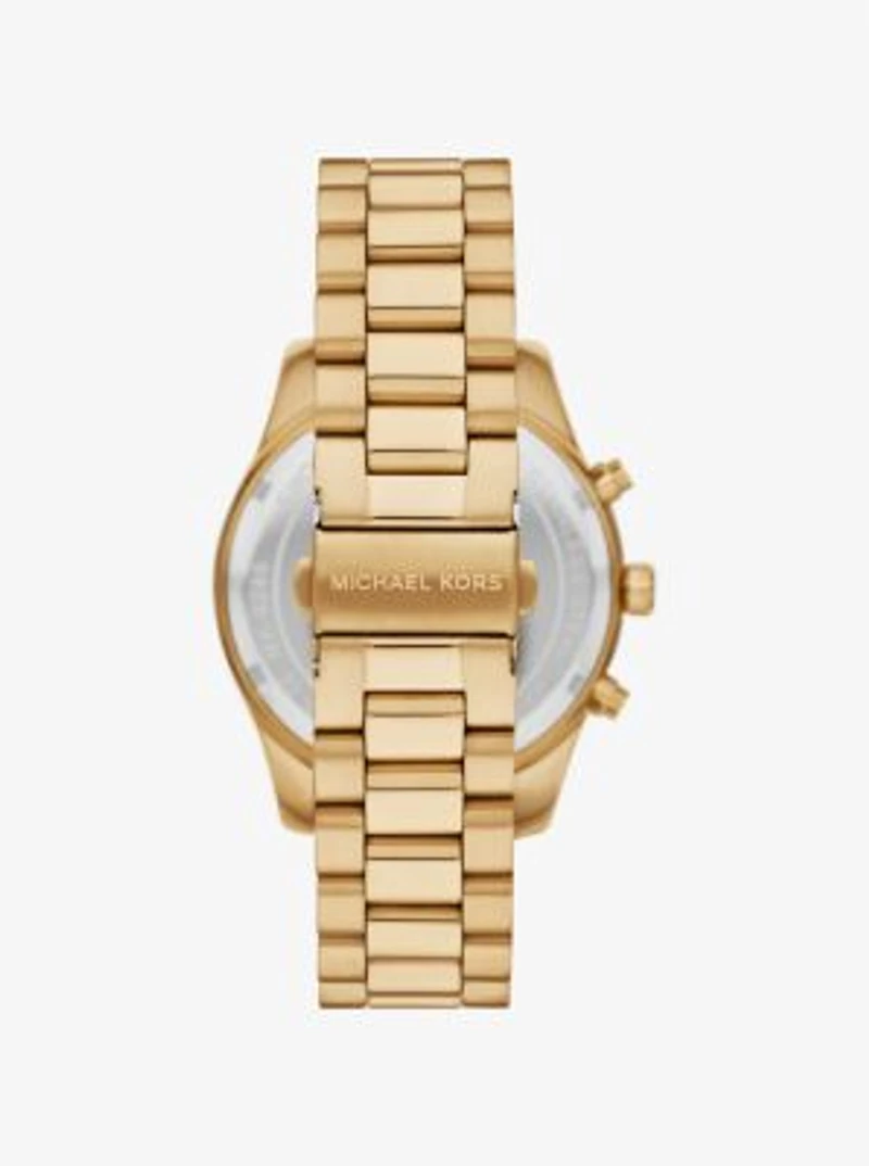 Oversized Lexington Gold-Tone Watch and Crocodile Embossed Leather Card Case Gift Set