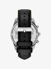 Oversized Lexington Silver-Tone and Leather Watch