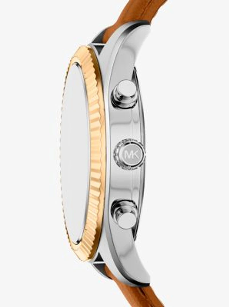 Oversized Lexington Two-Tone and Leather Watch