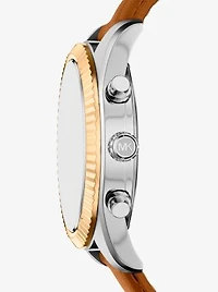 Oversized Lexington Two-Tone and Leather Watch