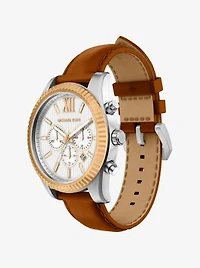 Oversized Lexington Two-Tone and Leather Watch