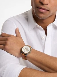 Oversized Lexington Two-Tone and Leather Watch