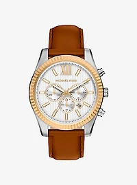 Oversized Lexington Two-Tone and Leather Watch