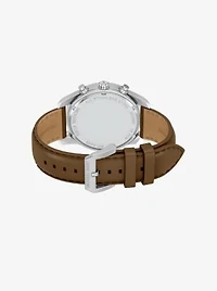 Oversized Lexington Silver-Tone and Leather Watch
