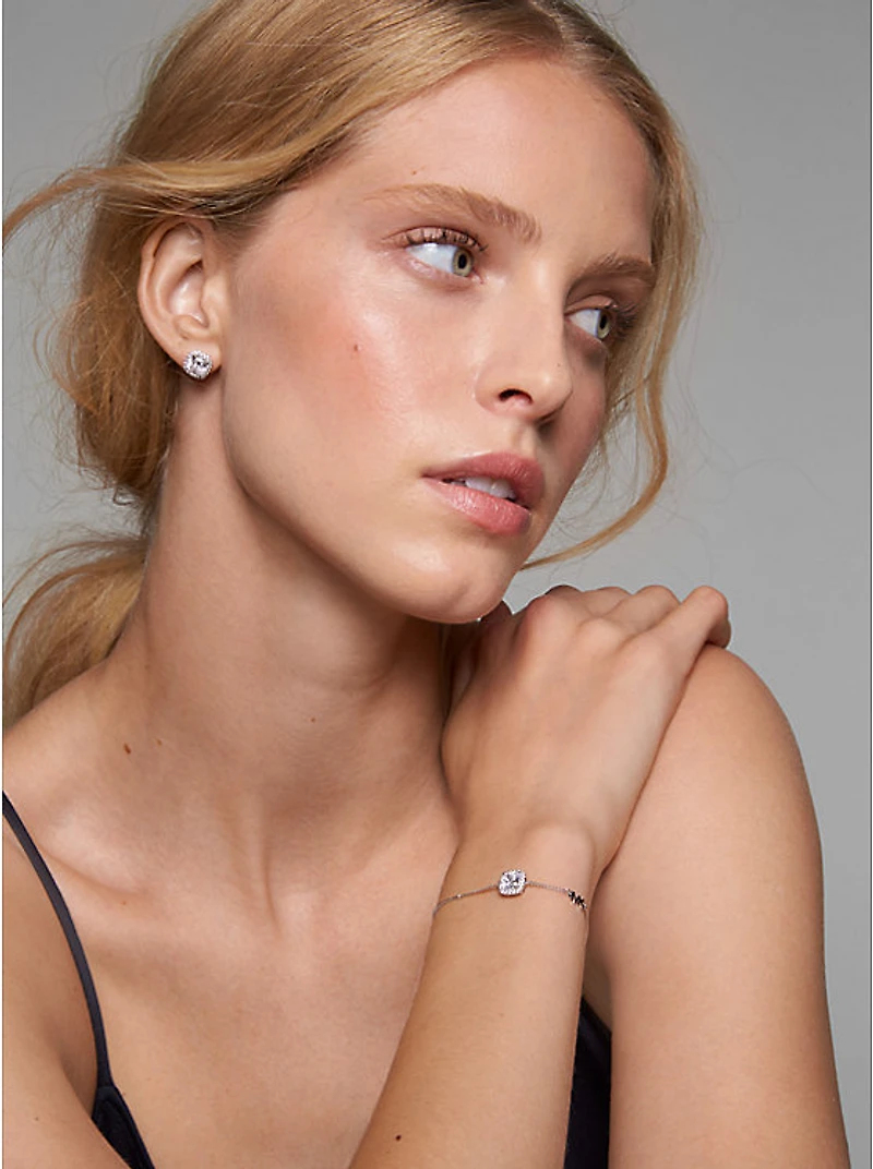 Precious Metal-Plated Sterling Silver Pavé Stud Earrings