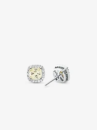 Precious Metal-Plated Sterling Silver Pavé Stud Earrings