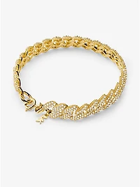 Precious Metal-Plated Sterling Silver Pavé Curb Link Bracelet