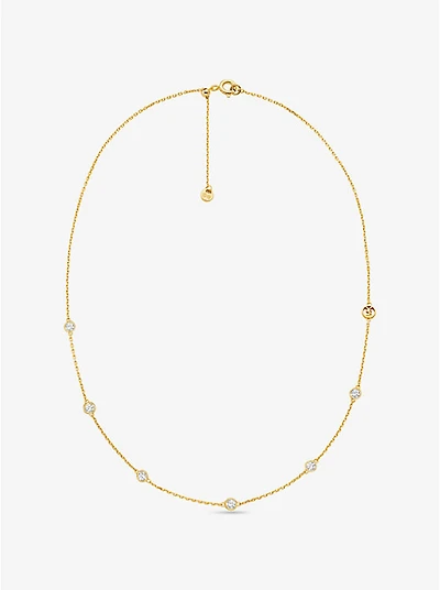 Precious Metal-Plated Sterling Silver Cubic Zirconia Necklace