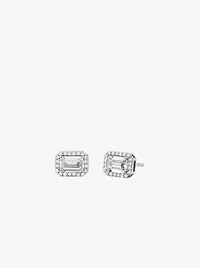 Precious Metal-Plated Pavé Halo Stud Earrings