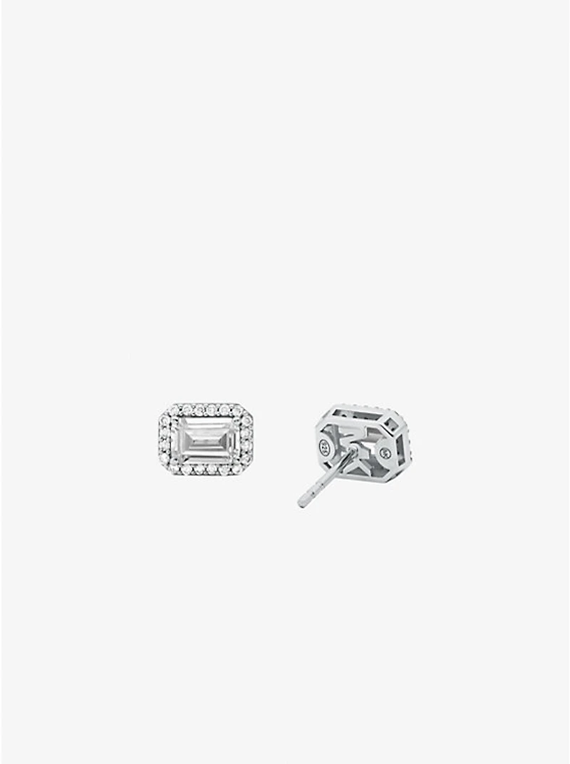 Precious Metal-Plated Pavé Halo Stud Earrings