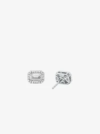 Precious Metal-Plated Pavé Halo Stud Earrings
