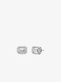 Precious Metal-Plated Pavé Halo Stud Earrings