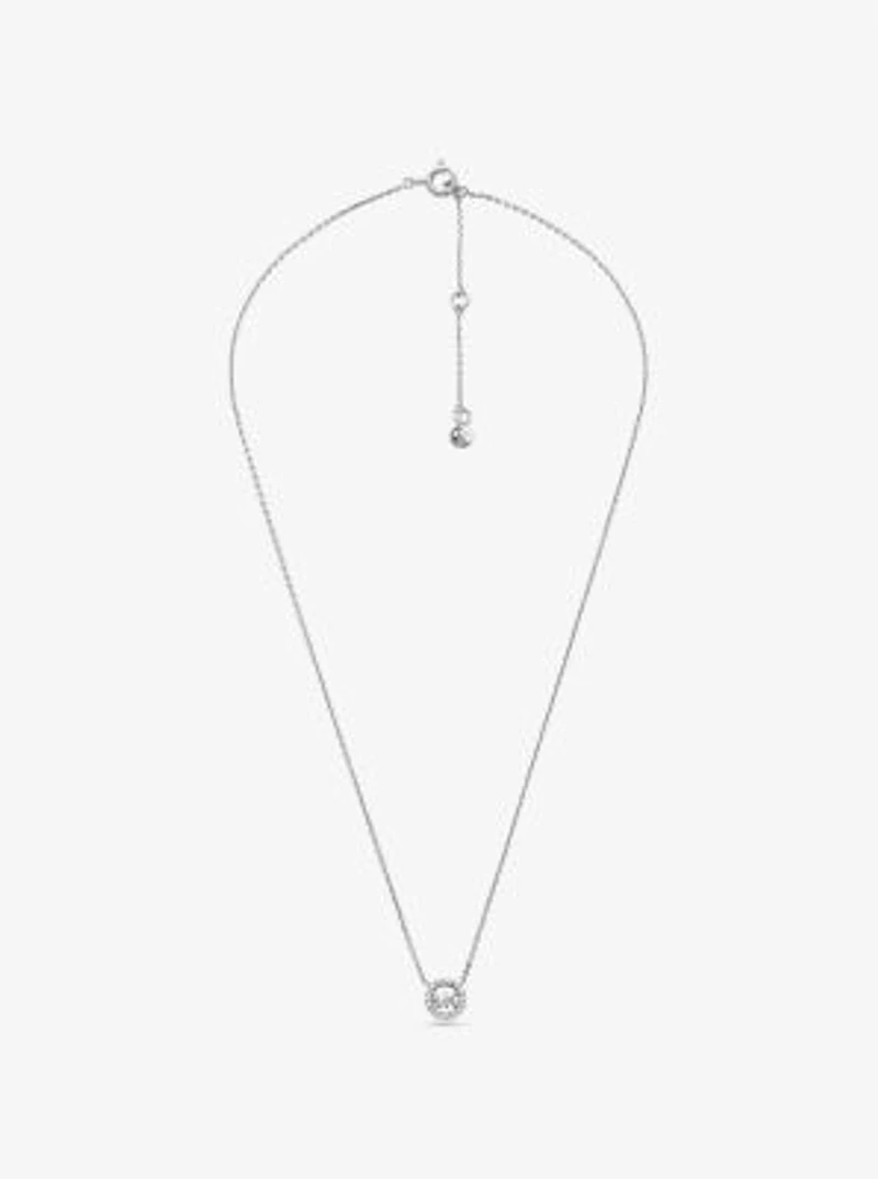 Fulton Precious-Metal Plated Sterling Silver Pavé Logo Charm Necklace