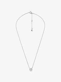 Fulton Precious-Metal Plated Sterling Silver Pavé Logo Charm Necklace