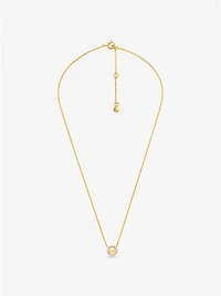 Fulton Precious-Metal Plated Sterling Silver Pavé Logo Charm Necklace
