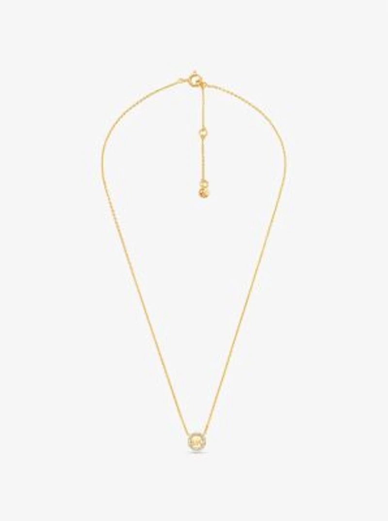 Fulton Precious-Metal Plated Sterling Silver PavÃ© Logo Charm Necklace