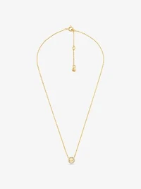 Fulton Precious-Metal Plated Sterling Silver PavÃ© Logo Charm Necklace