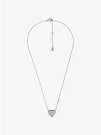 Precious Metal-Plated Sterling Silver Pavé Heart Necklace and Earrings Gift Set