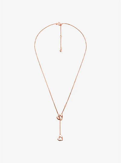 Precious-Metal Plated Sterling Silver Heart Chain Lariat Necklace