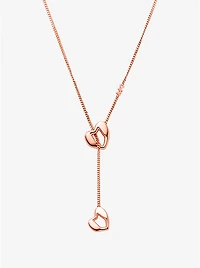 Precious-Metal Plated Sterling Silver Heart Chain Lariat Necklace