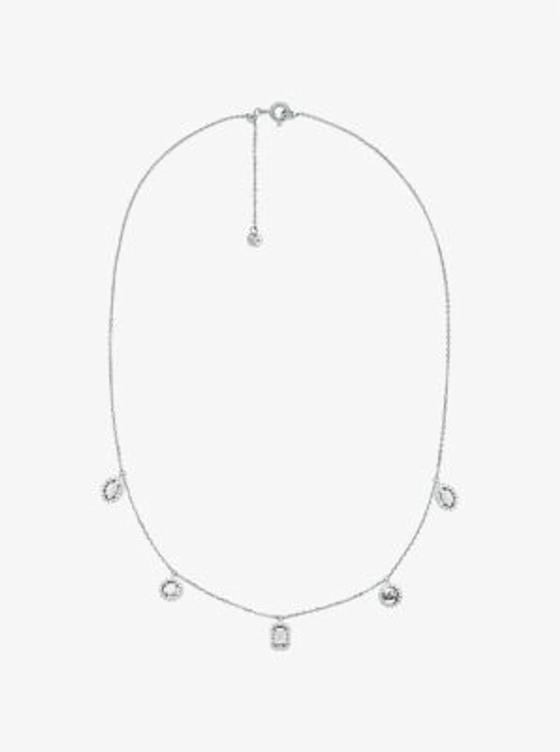 Precious Metal-Plated Sterling Silver Pavé Mixed Charms Necklace
