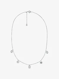 Precious Metal-Plated Sterling Silver Pavé Mixed Charms Necklace