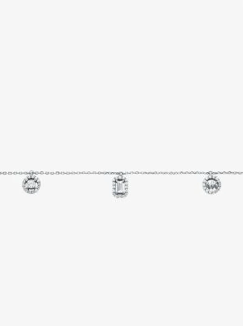 Precious Metal-Plated Sterling Silver Pavé Mixed Charms Necklace