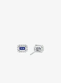 Precious Metal-Plated Sterling Silver Pavé Halo Stud Earrings