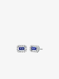 Precious Metal-Plated Sterling Silver Pavé Halo Stud Earrings