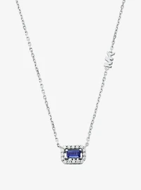 Precious Metal-Plated Sterling Silver Pavé Halo Necklace