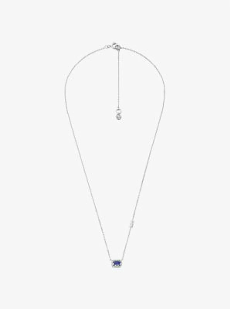 Precious Metal-Plated Sterling Silver Pavé Halo Necklace