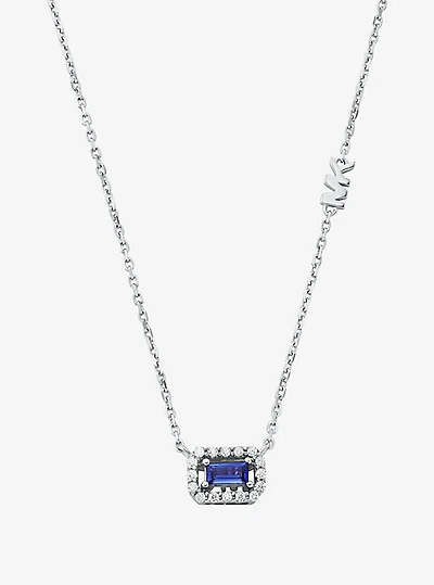 Precious Metal-Plated Sterling Silver Pavé Halo Necklace