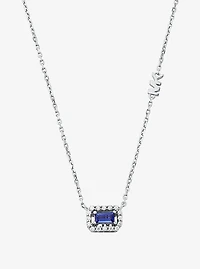 Precious Metal-Plated Sterling Silver Pavé Halo Necklace
