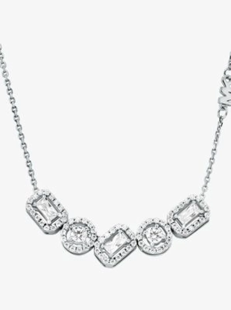 Precious Metal-Plated Sterling Silver Pavé Necklace