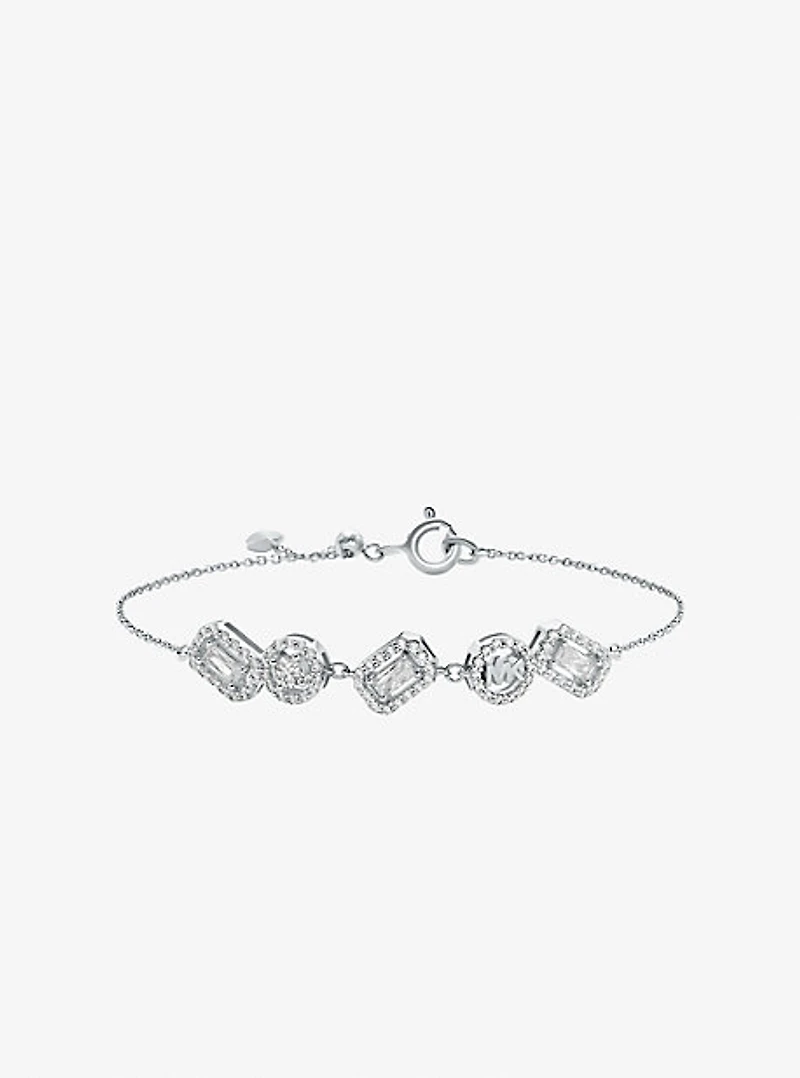 Precious Metal-Plated Sterling Silver Pavé Bracelet