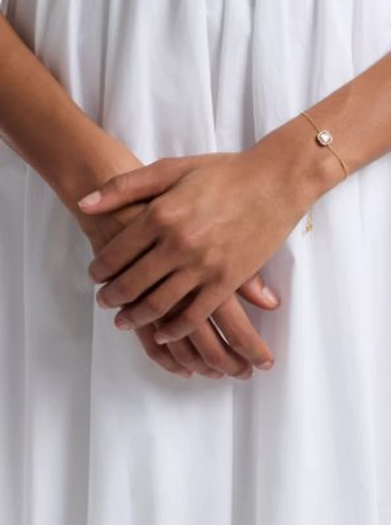 Precious Metal-Plated Sterling Silver Pavé Slider Bracelet