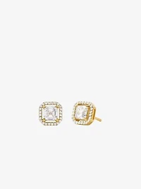 Precious Metal-Plated Sterling Silver Pavé Stud Earrings