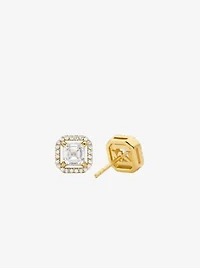 Precious Metal-Plated Sterling Silver Pavé Stud Earrings