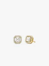 Precious Metal-Plated Sterling Silver Pavé Stud Earrings