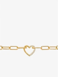 Pavé Heart Curb-Link Necklace
