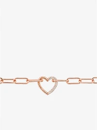 Pavé Heart Curb-Link Necklace