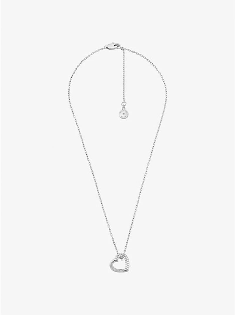 Pavé Heart Curb-Link Necklace
